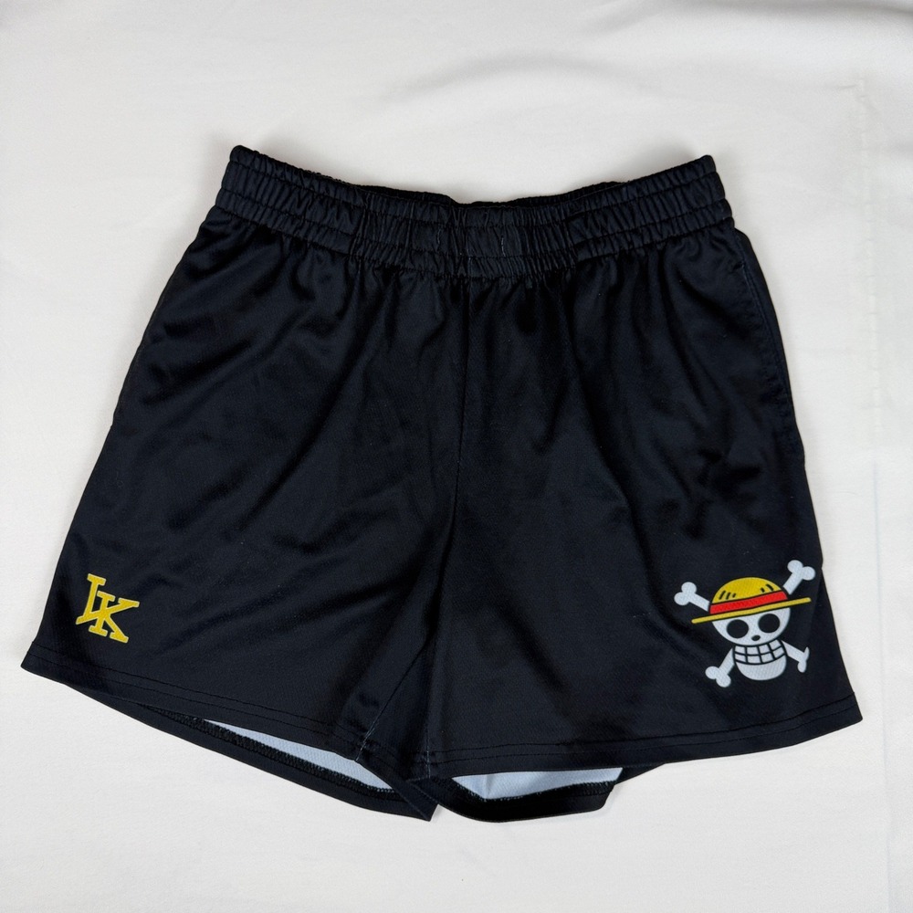 Invicta Kuru One Piece Anime Gym Shorts Mens Small Black Straw Hat Pirates Mesh